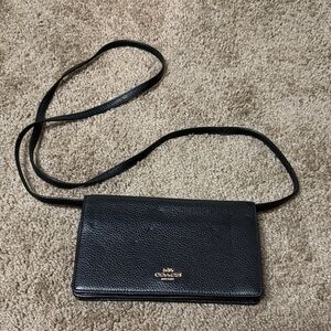 Coach Black Pebble Leather Mini Crossbody Bag